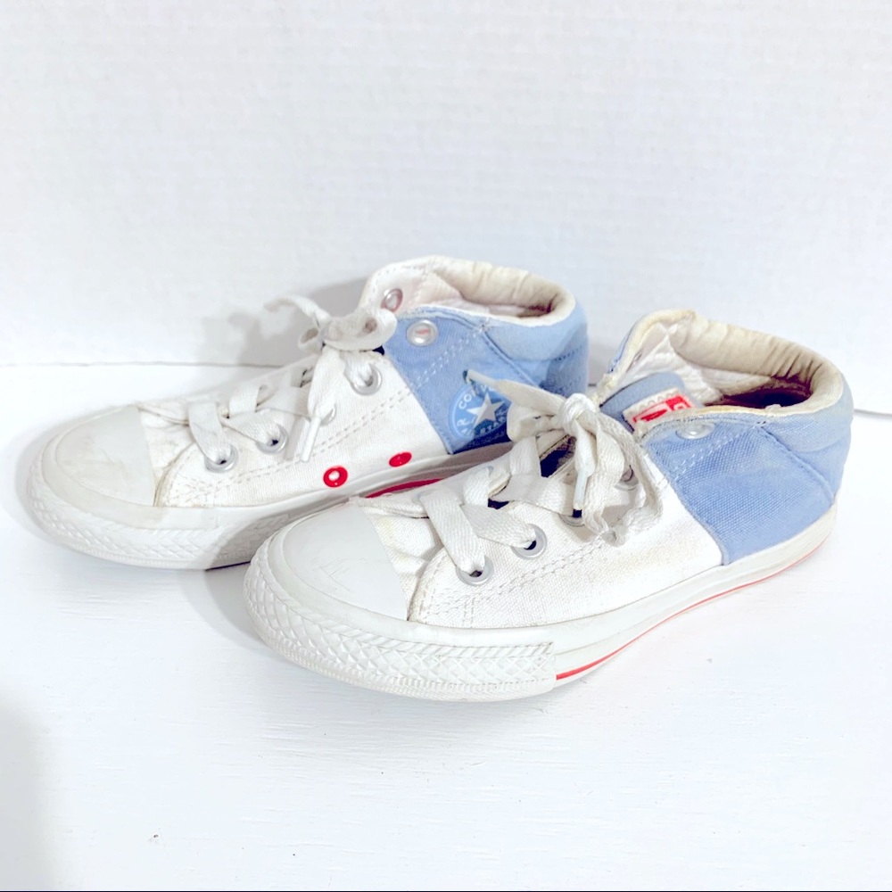 Converse All Star Chuck Taylor Mid Top Lace Up Two Toned Sneakers Blue and White